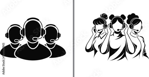 Customer Support Team Headset Vector