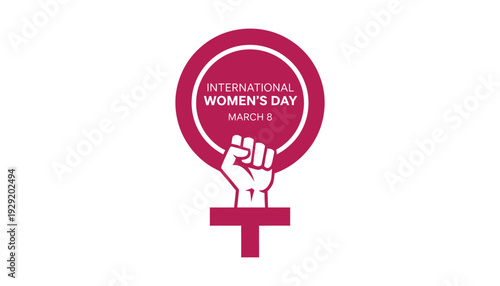 International women's day logo with raised fist