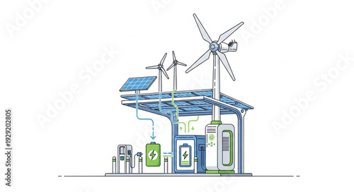 Renewable energy sources powering a sustainable future with solar and wind power.