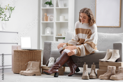 Young woman with stylish wi...