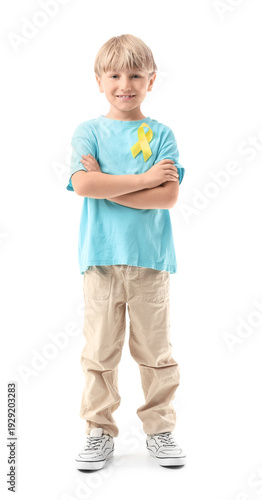 Cute boy with yellow ribbon...
