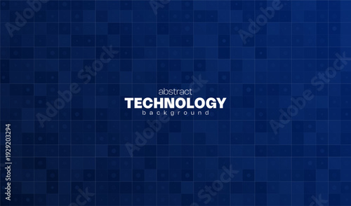Blue abstract ai science technology background with squares, lines and dots grid. Data digital backdrop for business connection concept. Cyber network computer design system element.