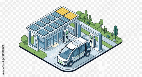 Modern electric vehicle charging station powered by solar energy for sustainable transportation.