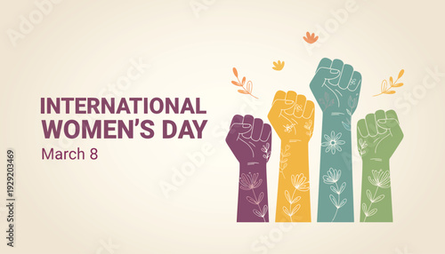 International women's day celebration with raised fists