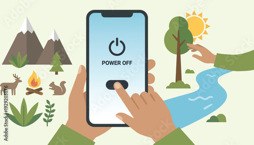 Person turning off phone to save environment