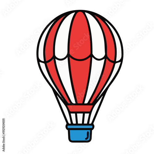 Hot Air Balloon Illustration: A vibrant hot air balloon, its colorful stripes and intricate design, offers a sense of adventure, symbolizing freedom and the thrill of exploration. 