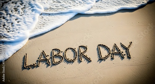 Labor day celebration on the beach with ocean waves