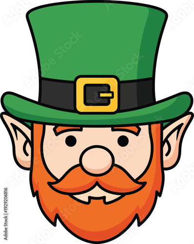 Cartoon Leprechaun Head with Green Hat