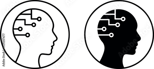 Brain circuit network emblem for branding