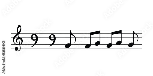 Musical notes on a staff with a treble clef