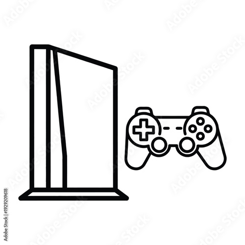 Modern game console and controller, gaming equipment vector illustration.