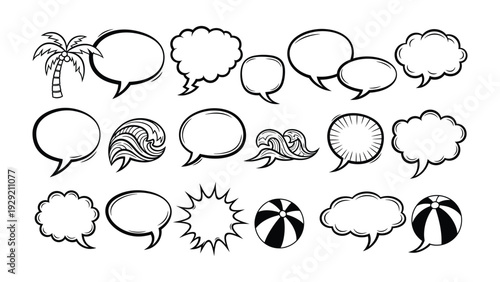 Communication Bubbles: A variety of speech bubbles and thought bubbles, ready to convey any message. Featuring a diverse range of shapes and designs, ideal for visual storytelling.
