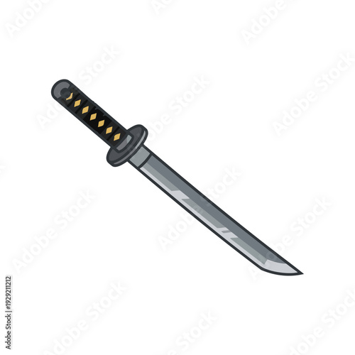Flat Design Illustration of a Japanese Katana Sword