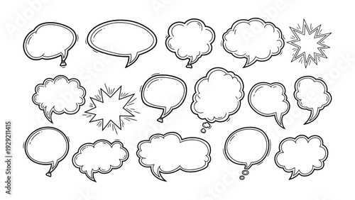 Comic Speech Bubble Collection: A diverse compilation of comic speech bubbles, ready for expressing thoughts, ideas, and dialogues in a dynamic and engaging manner.
