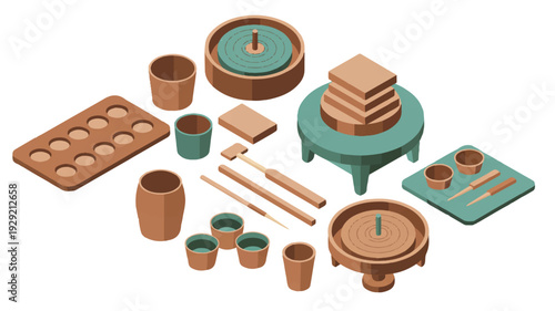 Pottery tools and equipment for ceramics and clay modeling