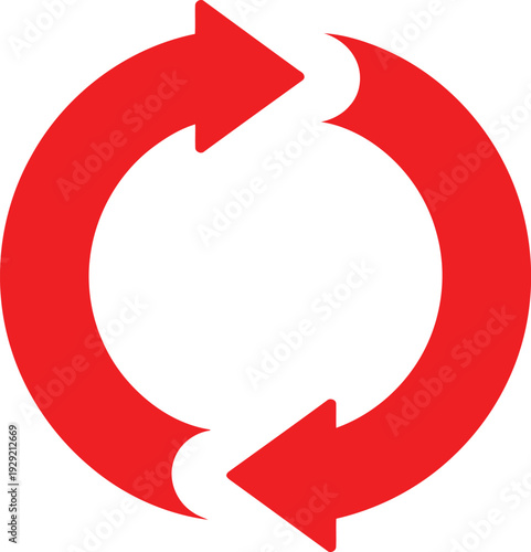 Two red arrows forming a circular pattern with white tips pointing in opposite directions