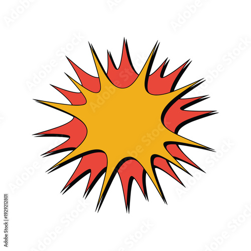 Comic Book Burst: A vibrant and dynamic illustration of an energetic explosion, capturing the essence of action, impact, and explosive force in a vivid, eye-catching design. 