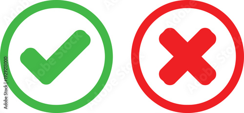 A visual representation of correct and incorrect symbols with green check and red cross