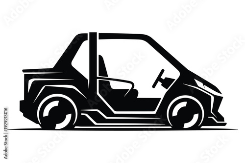 Compact car vector illustration electric vehicle silhouette design