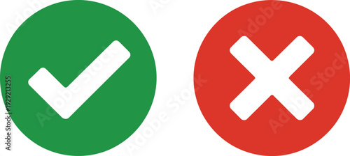 Green check mark and red cross mark symbols on a white background