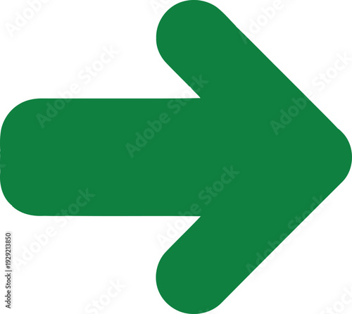 A vibrant green arrow pointing to the right on a white background