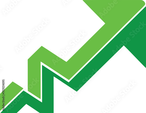 A vibrant green arrow chart illustrating upward growth and progress