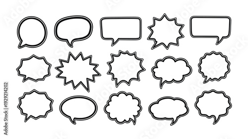 Speech Bubble Collection: A collection of various speech bubble shapes, perfect for conveying messages and dialogue in communication and design projects.