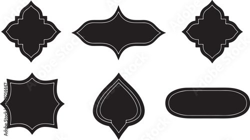 Decorative Labels Collection with Unique Shapes Isolated on white background