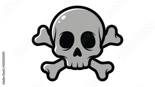 Skull and Crossbones Icon: A grayscale illustration of a classic skull and crossbones symbol, with a slightly cartoonish, minimalist design. A universal warning of danger, death, and toxicity.