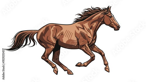 Brown horse running at full speed