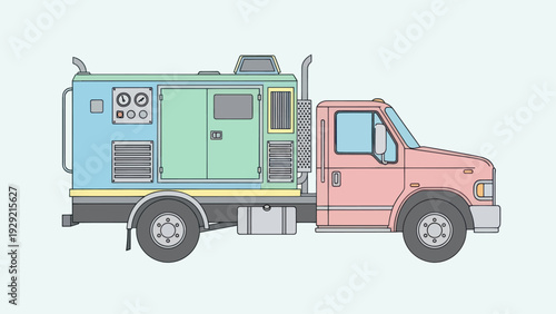 Illustration of a utility service truck equipped for industrial tasks