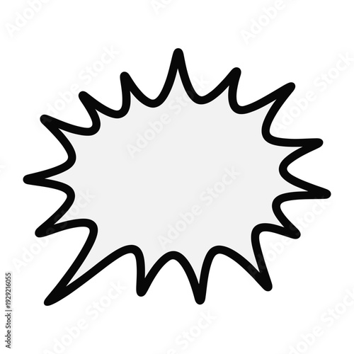 Blank Burst of Communication: A simple, black outline speech bubble or thought bubble. Representing idea, concept, thought, message, or words.