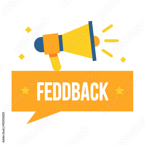 Business feedback request banner with bold typography vector illustration