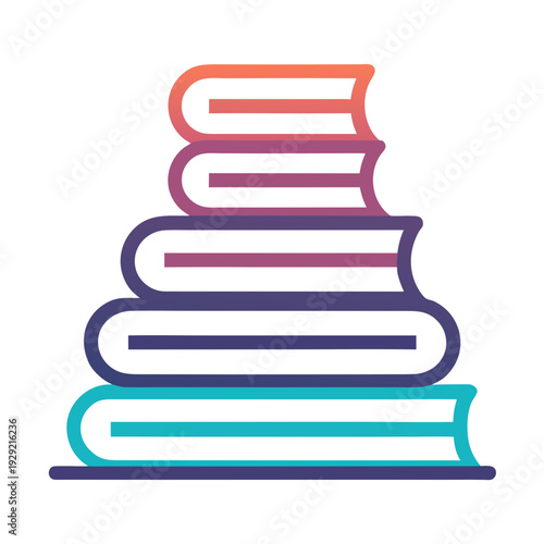 Stack of books in colorful gradient vector illustration, flat design