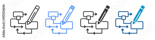 Workflow Design Icon Set Multiple Style Collection