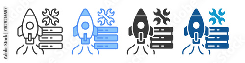 Technical Deployment Icon Set Multiple Style Collection