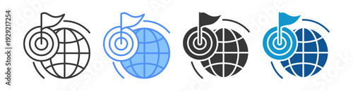 Market Positioning Icon Set Multiple Style Collection