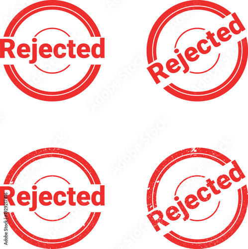 Four red rejected stamps arranged on a white background