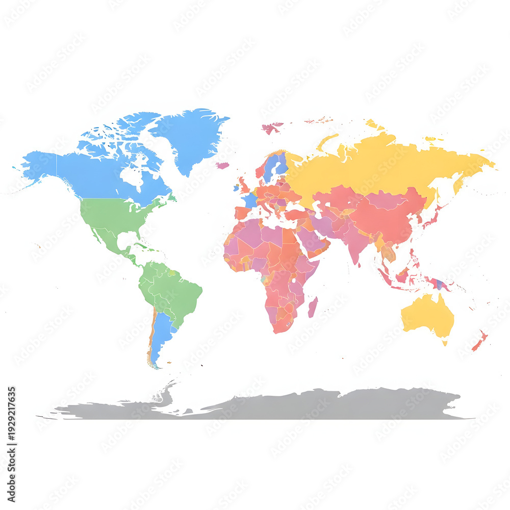 Fototapeta Colorful World Map Illustration with Countries, Political Global Map Infographic Design