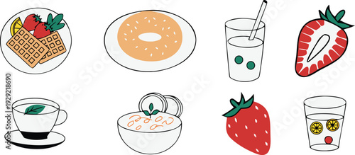 Doodle Vector Breakfast Food & Drinks Posters