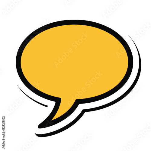 Speech Bubble Icon: A stylized speech bubble with a bright yellow interior and a contrasting black outline, perfect for conveying messages and thoughts in graphic designs.