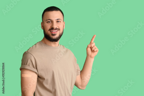 Young man with applied medi...