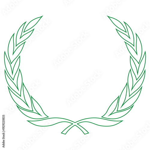 Laurel wreath for the winner. Green and white vector image