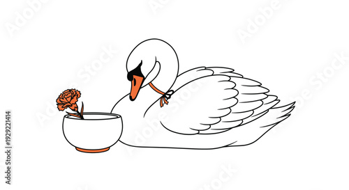 Swan with Flower in Bowl for Still Life Theme