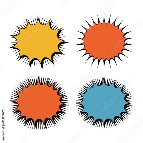 Pop Art Burst: Vivid, comic-inspired speech bubbles explode with vibrant colors, perfect for conveying excitement, energy, and impactful messages.