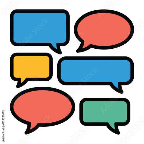 Colorful Conversations: An array of speech bubbles in varied shapes and vibrant hues float, symbolizing communication and dialogue