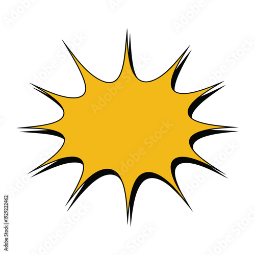 Explosive Shape Illustration: A vibrant illustration of a burst or explosion, perfect for conveying energy, excitement, or emphasis.