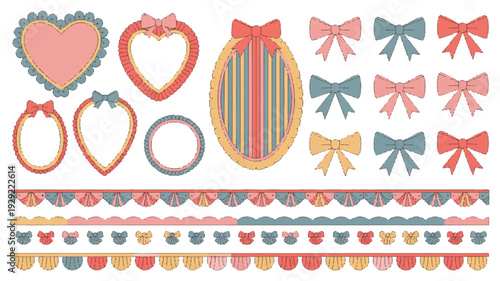 A set of decorative vintage-style frames and borders in a digital illustration style.  (1)_traced