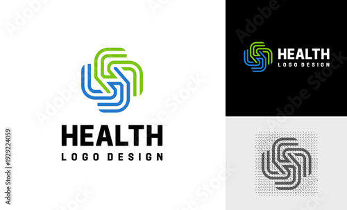 Health letter H connected aid technology vector logo design concept, Creative community medical care logo symbol design