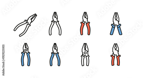 Needle Nose Pliers clean modern color illustration